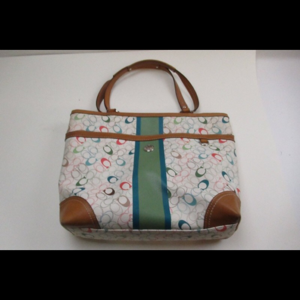 Large canvas colorful Coach handbag